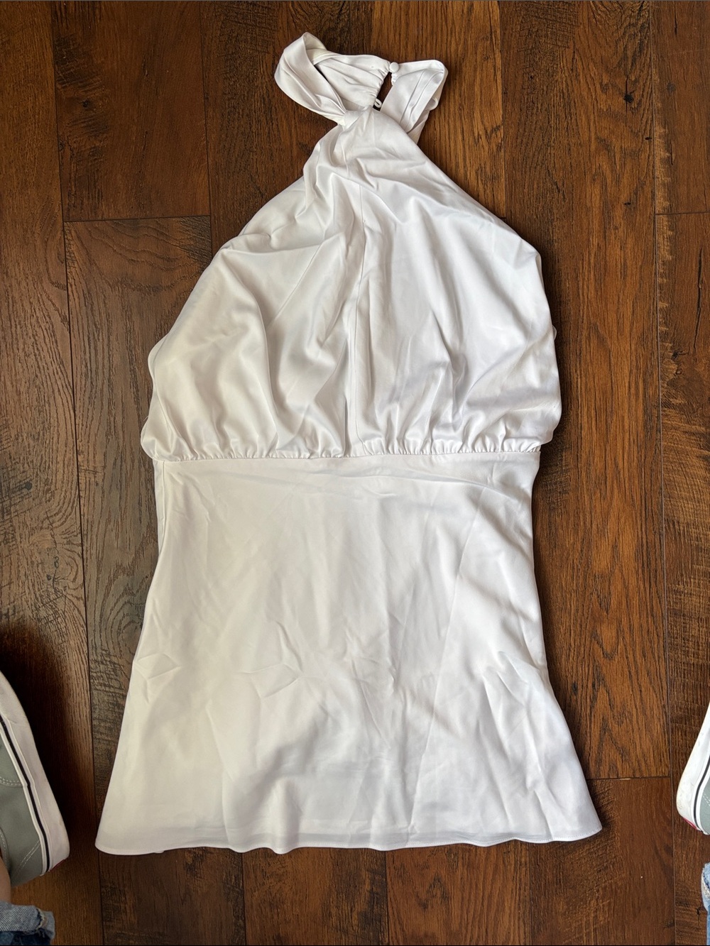 Lulu's White Twist-Back Halter Dress